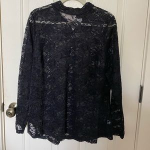 NWT Lane Bryant Black Lace Mock Turtle Neck Top
